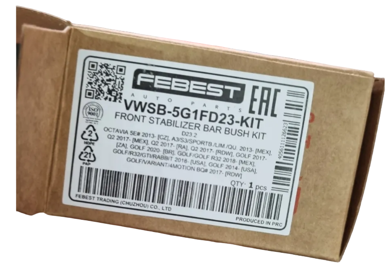 Втулка стабилизатора "FEBEST" половинка передн 23.2мм SKODA OCTAVIA VWSB-5G1FD23-KIT
