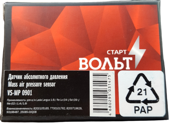 Датчик расхода воздуха "STARTVOLT" дв. K4M (16V) RENAULT, LARGUS 8V, LOGAN VSMP0901