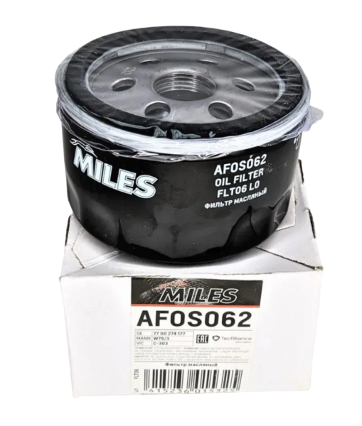 Фильтр масляный "MILES" RENAULT/LADA/NISSAN/MITSUBISHI/SUZUKI  AFOS062