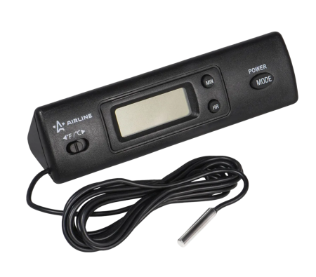 Термометр внутр./наруж. AIRLINE черный, с выносным датчиком